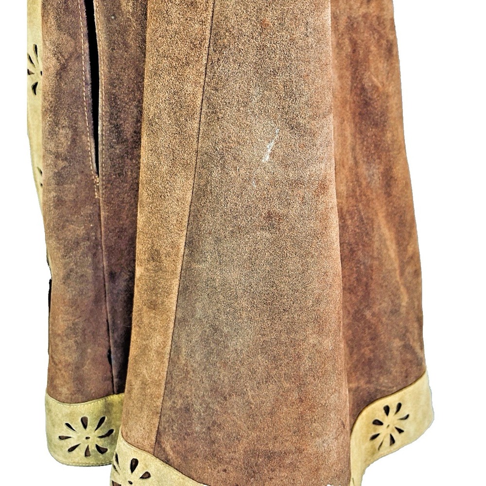 RARE Vintage 60s 70s Suede Leather Cape Jacket OOAK One Size - Picture 12 of 12